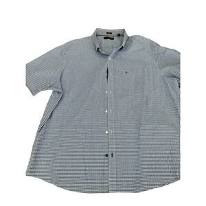 Tommy Hilfiger Men's blue check Short Sleeve Button Down Shirt Size 18.5